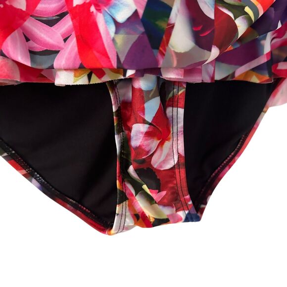 Swimsuits for All Shore Line Multicolor Floral Backles Neck Strap Swim Dress 18 - Picture 2 of 7